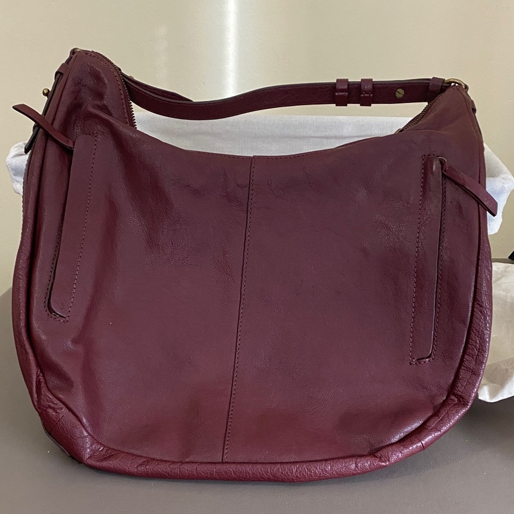 LUCKY BRAND Burgundy Leather Hobo Bag